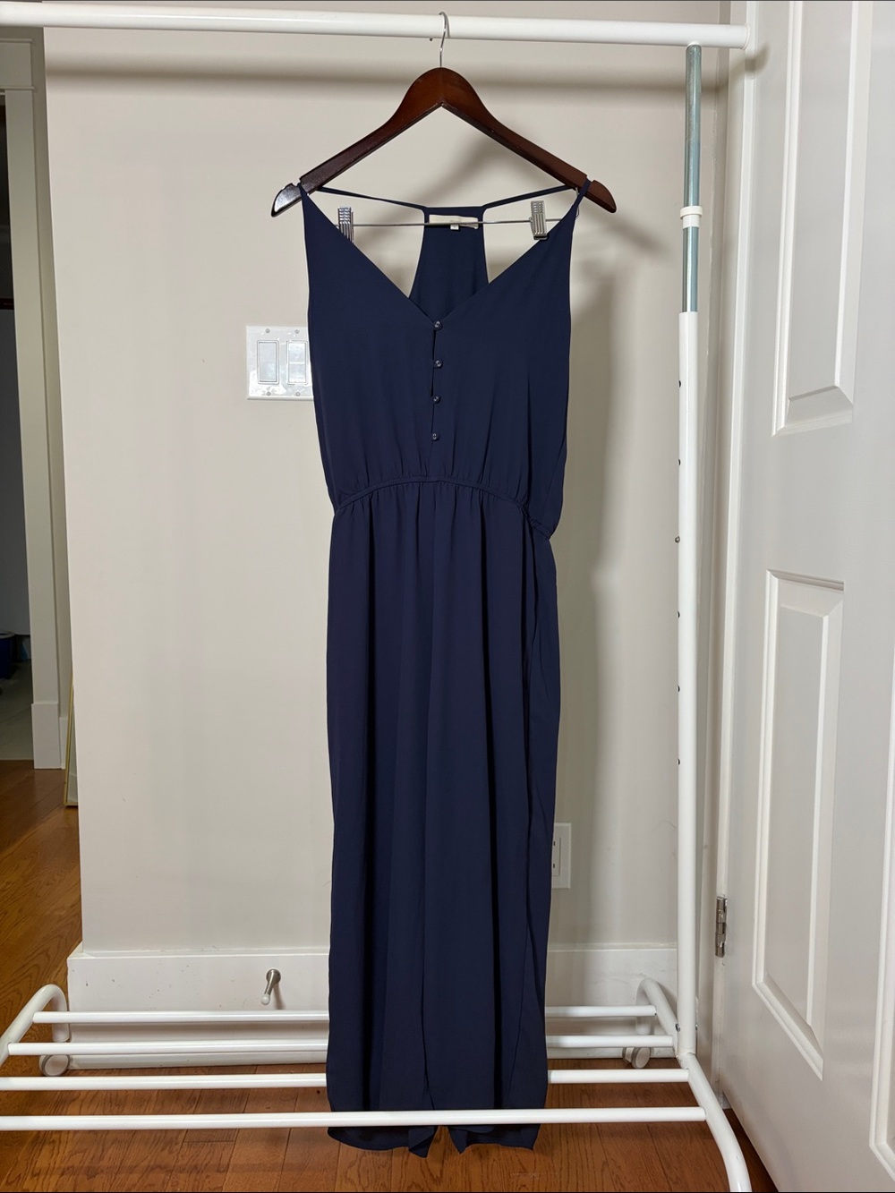 Monk & Lou Navy Sleeveless V-Neck Maxi Jumpsuit - Small